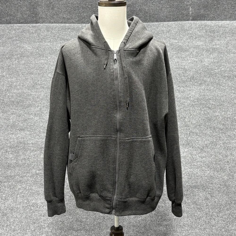 CARGO Hoodie Mens 2XL Dark Gray Full Zip Sweatshirt Drawstring Pockets Acrylic